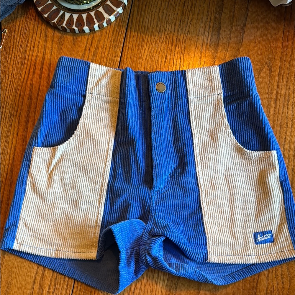 Hammies Blue Cream Color-Block Corduroy Shorts